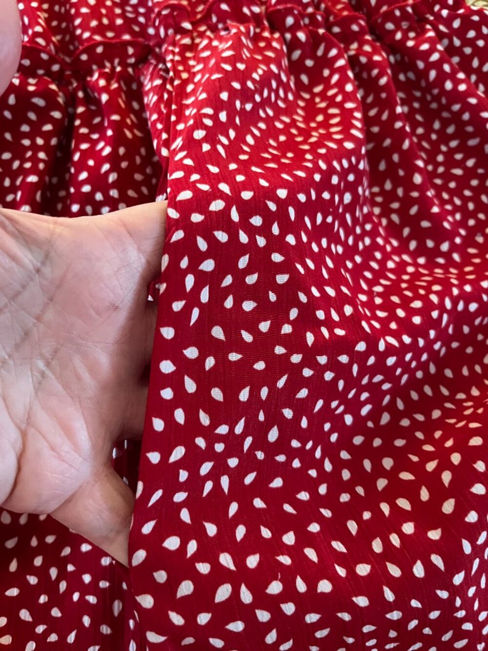 GENTLY USED} Cozy Casual Red & White Pattern Sundress / Size L - Picture 8 of 9